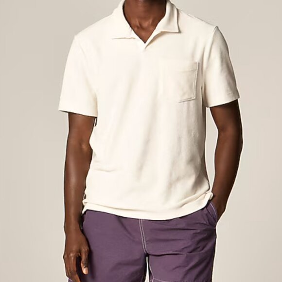 NWOT J.Crew Terry cloth johnny-collar polo shirt - Picture 2 of 5